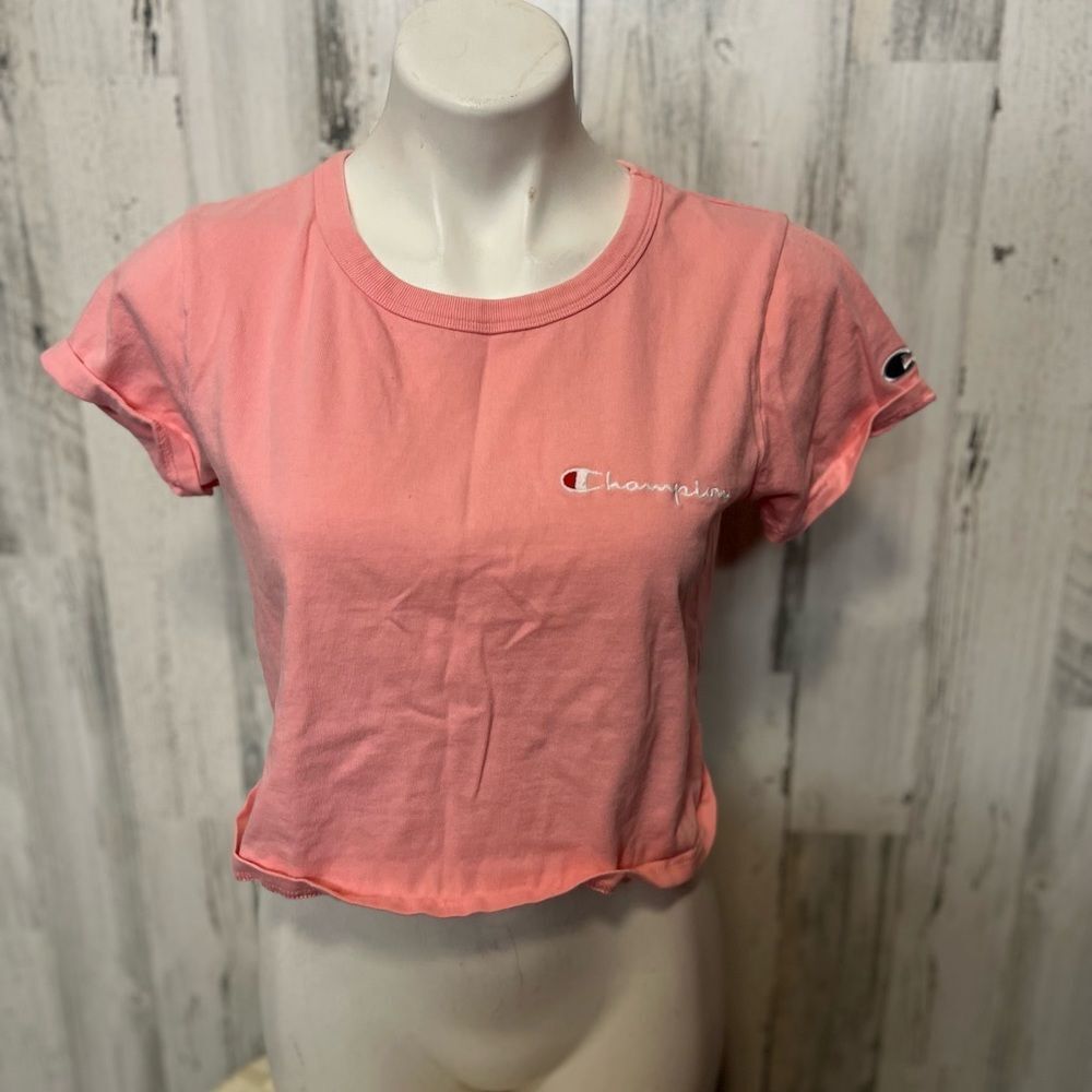 Champion Pink Crop Top T-Shirt Women’s small Short Sleeve Athletic Casual Tee
